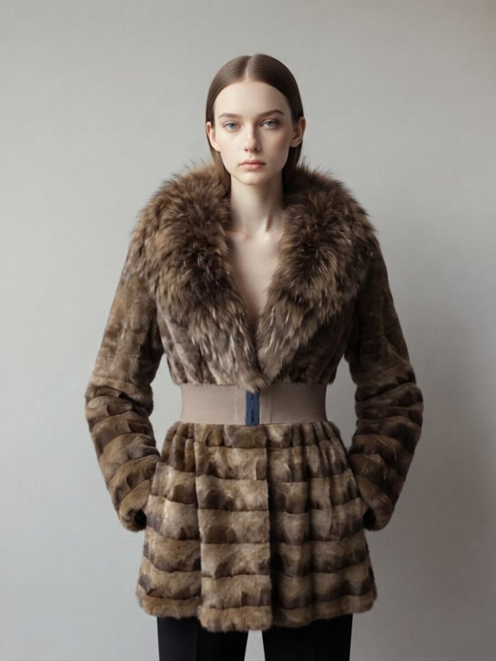 Bill Blass shaved racoon Genuine fur coat 8